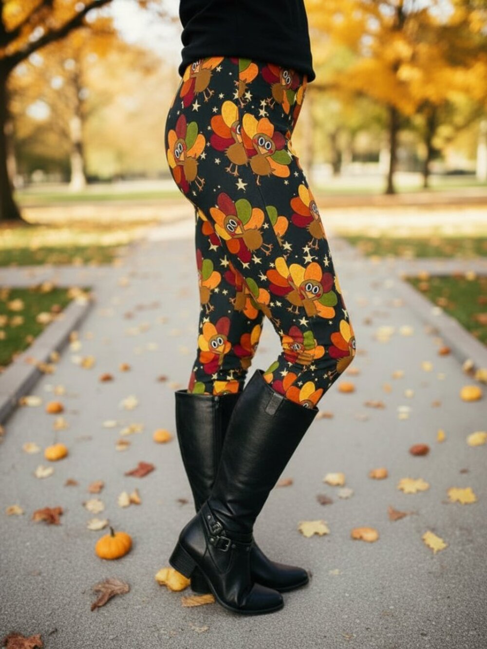 NEW Womens Thanksgiving Turkey Leggings Luxury Soft Fall Yoga Pants Sizes OS/TC